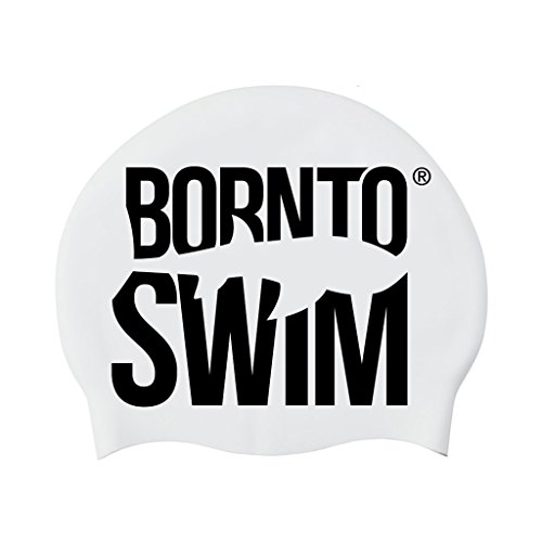BornToSwim Unisex Badmuts voor jongeren en volwassenen van silicone Schwimmkappe Mit Hai Motive, Weiß/Schwarz, Einheitsgröße EU von BornToSwim