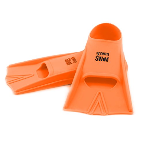 BornToSwim Kinder Kurze Schwimm-Trainingsflossen Weich Silikon-flossen, Orange, S (33-35) von BornToSwim