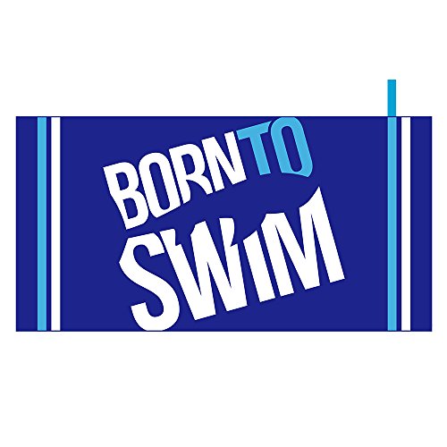 BornToSwim Mikrofaser Badetuch Handtuch Soft Towel, Blau mit Born to Swim Logo, 70 x 140 cm von BornToSwim