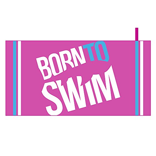 BornToSwim Mikrofaser Badetuch Handtuch Soft Towel, Rosa mit Born to Swim Logo, 70 x 140 cm von BornToSwim