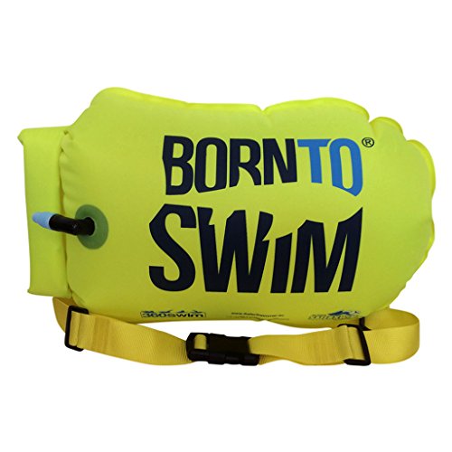 BornToSwim Trockentasche und Schwimmboje (Robust) Boje Und Packsack Für Offenen Gewässern Schwimmer Und Triathleten, Fluoreszierend grün, 64 x 30 x 0.05 cm von BornToSwim