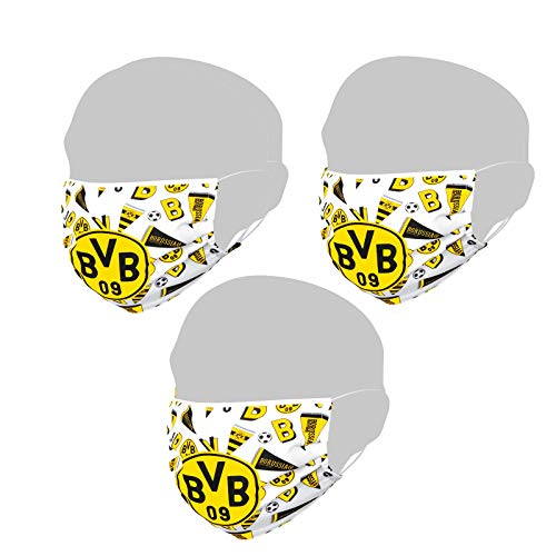 Borussia Dortmund BVB-Design-Maske weiß (3er-Pack) von Borussia Dortmund