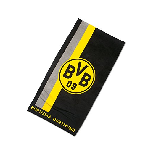 Borussia Dortmund BVB-Handtuch mit Logo im Streifenmuster (50x100cm), Baumwolle, Mehrfarbig von Borussia Dortmund