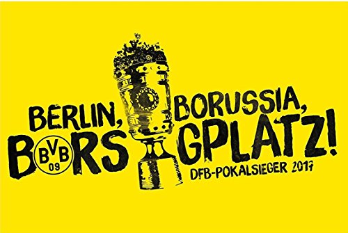 BVB-Stockfahne zum DFB-Pokalsieg 2017, 60 x 90 cm, 100% Polyester, Berlin Borussia Borsigplatz one Size von Borussia Dortmund