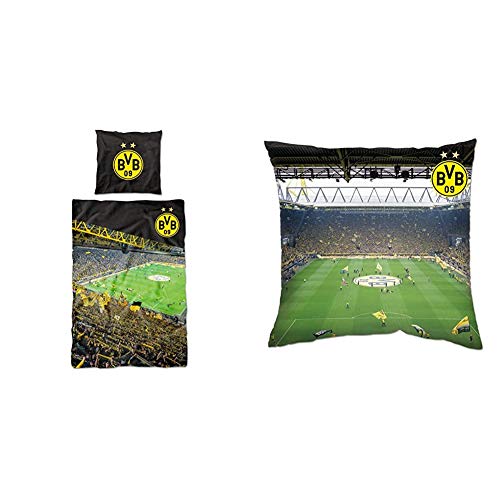 Borussia Dortmund, BVB-Bettwäsche Südtribüne, Mehrfarbig, 135x200cm & BVB-Kissen Südtribüne, Mehrfarbig, 40x40cm von Borussia Dortmund