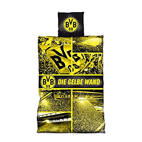 Borussia Dortmund, BVB-Biber-Bettwäsche Gelbe Wand, Gelb, 2 teilig, 135x200cm von Borussia Dortmund