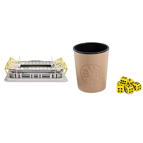 Borussia Dortmund BVB-3D-Stadionpuzzle & BVB-Würfelbecher-Set, 7 Stück (1er Pack) von Borussia Dortmund