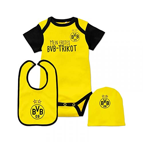 Borussia Dortmund Kinder Unisex Bvb-baby-geschenkbox (3-teilig) Borussia Dortmund BVB Baby Geschenkbox 3 teilig, schwarzgelb, 62/68 EU von Borussia Dortmund