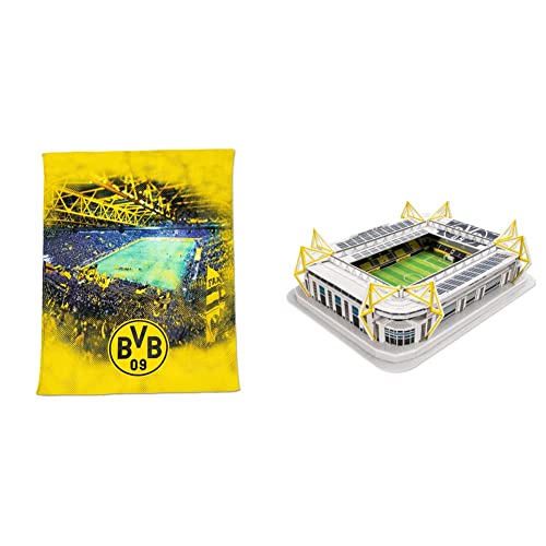 Borussia Dortmund BVB-Fleecedecke mit Stadionprint, 150x200cm & BVB-3D-Stadionpuzzle, 500 Teile von Borussia Dortmund