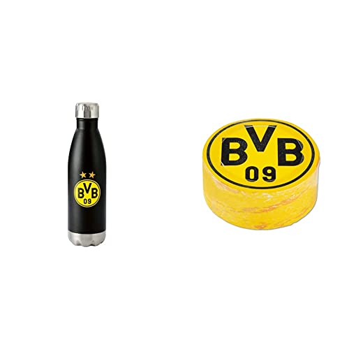Borussia Dortmund BVB-Isolierflasche 0,5L & BVB-Zauberhandtuch (60 x 30 cm), Schwarz/gelb von Borussia Dortmund