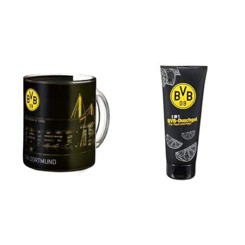 Borussia Dortmund BVB-Zauberglas,0.3 liters, 1 Stück (1er Pack) & BVB 09 2-in-1 Duschgel, 200 ml, Schwarz von Borussia Dortmund