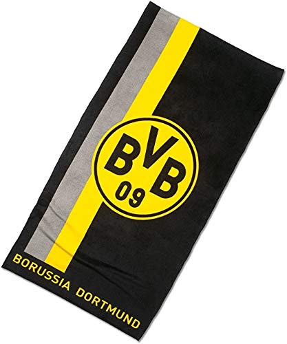 Borussia Dortmund Badetuch/Duschtuch/Strandtuch mit Logo im Streifenmuster BVB 09 - Plus gratis Aufkleber Forever Dortmund von Borussia Dortmund