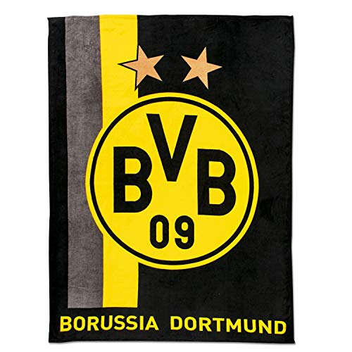 Borussia Dortmund Fleecedecke/Decke mit Streifenmuster BVB 09 - Plus gratis Aufkleber Forever Dortmund von Borussia Dortmund