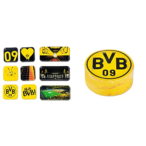 Borussia Dortmund Unisex BVB-Magnet Set Magnet, Schwarz/gelb, Verschiedene Gr en EU & BVB-Zauberhandtuch (60 x 30 cm), Schwarz/gelb von Borussia Dortmund