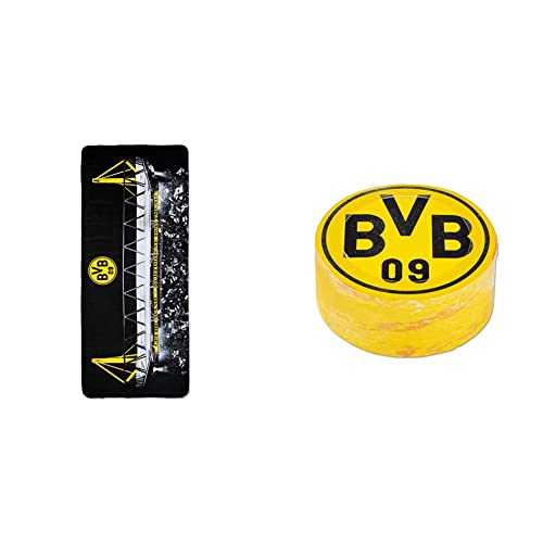 Borussia Dortmund Unisex BVB microvezel handdoek Handtuch, Schwarz/Gelb, 75x180cm EU & BVB-Zauberhandtuch (60 x 30 cm), Schwarz/gelb von Borussia Dortmund