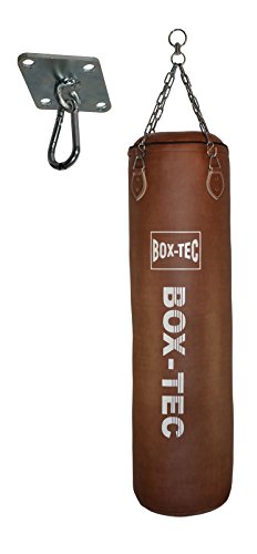 BOX-TEC Boxsack Sandsack MMA Kickboxen Muay Thai Retro 150cm Set, gefüllt inkl. Deckenhalterung und Vierpunkt-Kette von Box-Tec