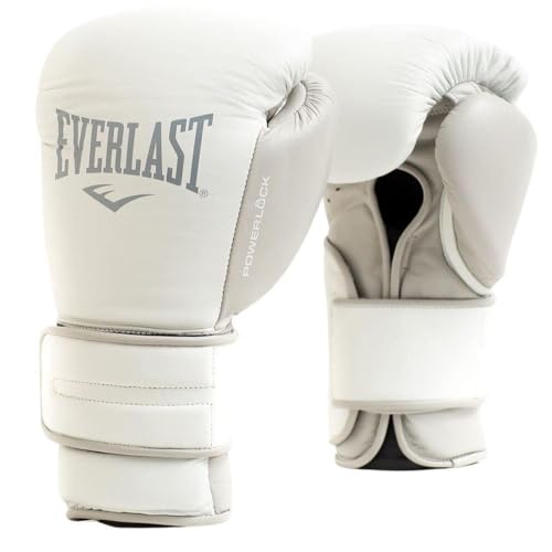 Everlast Powerlock 2 Boxing Handschuhe, Weiß, 283,5 g, 340 g, 396,9 g, 453,6 g, Boxing Trainingshandschuhe mit Klettverschluss von Boxing