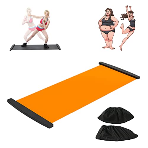 Slide Board mit Endstoppern Extreme Slide Board Schiebeschuhen Schuhüberzug Slimming Exercise Guide Mat Leg Pot Training Fitness und Athletic 200 * 50cm,orange von Boxwizard
