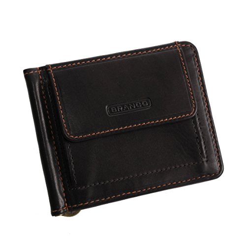 Branco Leder - sehr feiner Dollarclip Herrengeldbörse Portemonnaie Geldbeutel Mini Börse aus echt Leder (Braun) - präsentiert von ZMOKA® von Branco