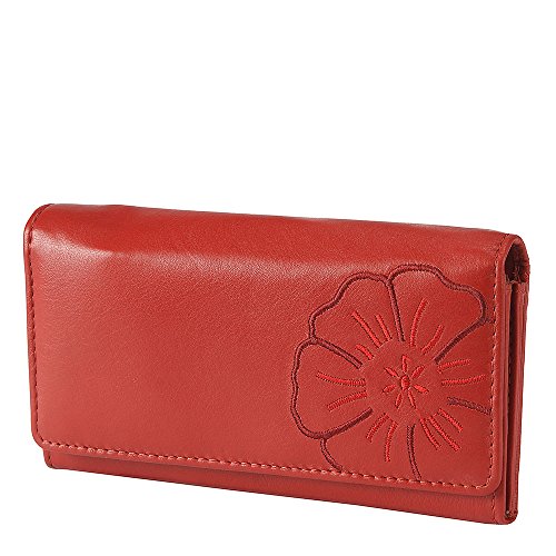 Branco Geldbörse 29918 Geldbörse Damen Leder Flower Blumenmotiv Börse rot präsentiert von Lederoase von Branco