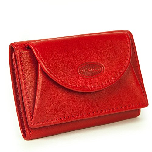 Branco 105, Kleine Geldbörse / Mini Portemonnaie Größe XS aus Leder, für Damen und Herren, Rot von Branco