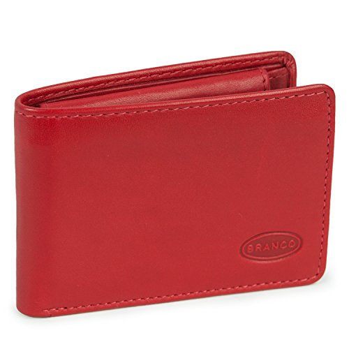 Branco Kleine Geldbörse, Mini Portemonnaie Größe XS, Echt-Leder, für Damen und Herren, Rot, 12022 von Branco
