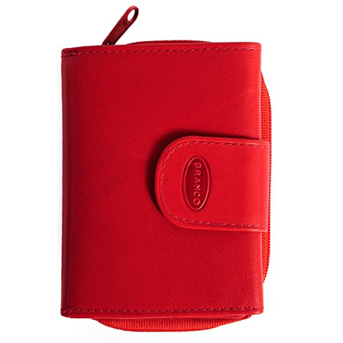 Branco Kleine Geldbörse, Portemonnaie Größe S für Damen, Echt-Leder, Rot, 225 von Branco