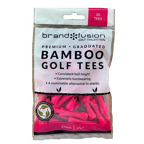Brand Fusion 57mm Pink Graduated Biodegradable Wooden Golf Tees Biologisch abbaubare Golftees aus Holz, Rose von Brand Fusion