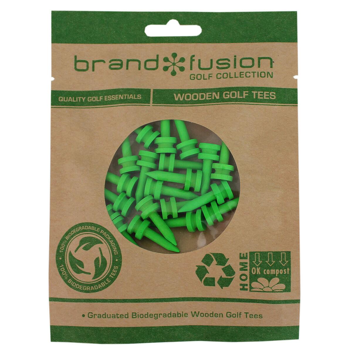 Brand Fusion Graduated Biodegradable Wooden Golf Tees, Mens, Lime/green, 27mm | American Golf von Brand Fusion