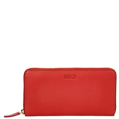 Bric's Marmolada Horizontales Damen-Portemonnaie aus Leder mit RFID-Schutz, Geldscheinfach, 15 Kartenfächer und Münzfach, Größe: 20 cm x 10 cm x 3 cm, Rot von Bric's