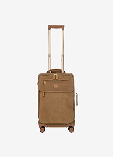 Bric's Trolley Life Kollektion, Handgepäck-Koffer mit Reißverschlusstaschen und 4 Rollen, Wildlederoptik, Maße: 37x55x23, Camel von Bric's