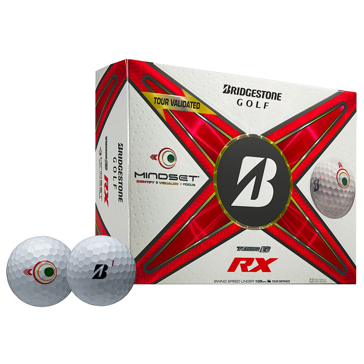Bridgestone Tour B RX Mindset 12 Golf Ball Pack, Mens, White | American Golf von Bridgestone Golf