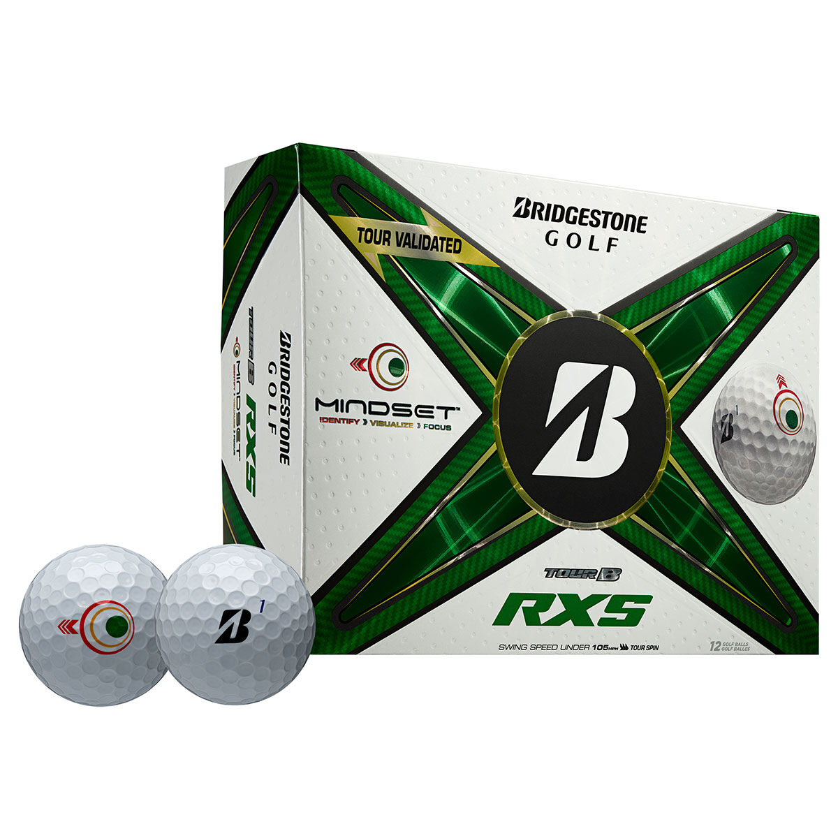 Bridgestone Tour B RXS Mindset 12 Golf Ball Pack, Mens, White | American Golf von Bridgestone Golf