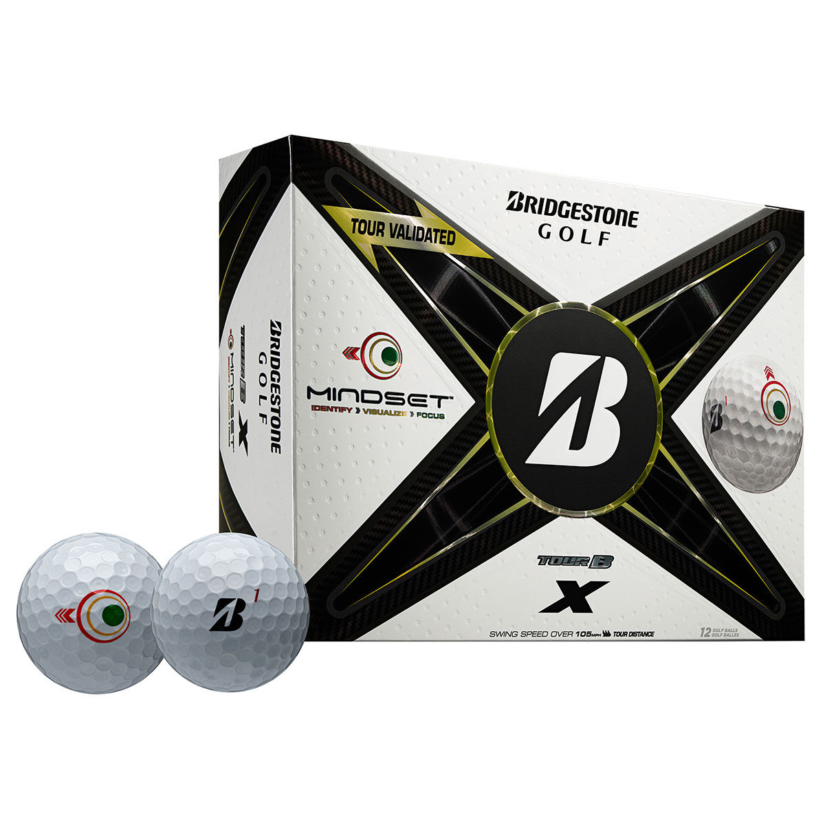Bridgestone Tour B X Mindset 12 Golf Ball Pack, Mens, White | American Golf von Bridgestone Golf