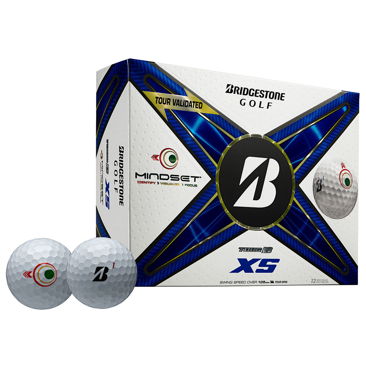 Bridgestone Tour B XS Mindset 12 Golf Ball Pack, Mens, White | American Golf von Bridgestone Golf