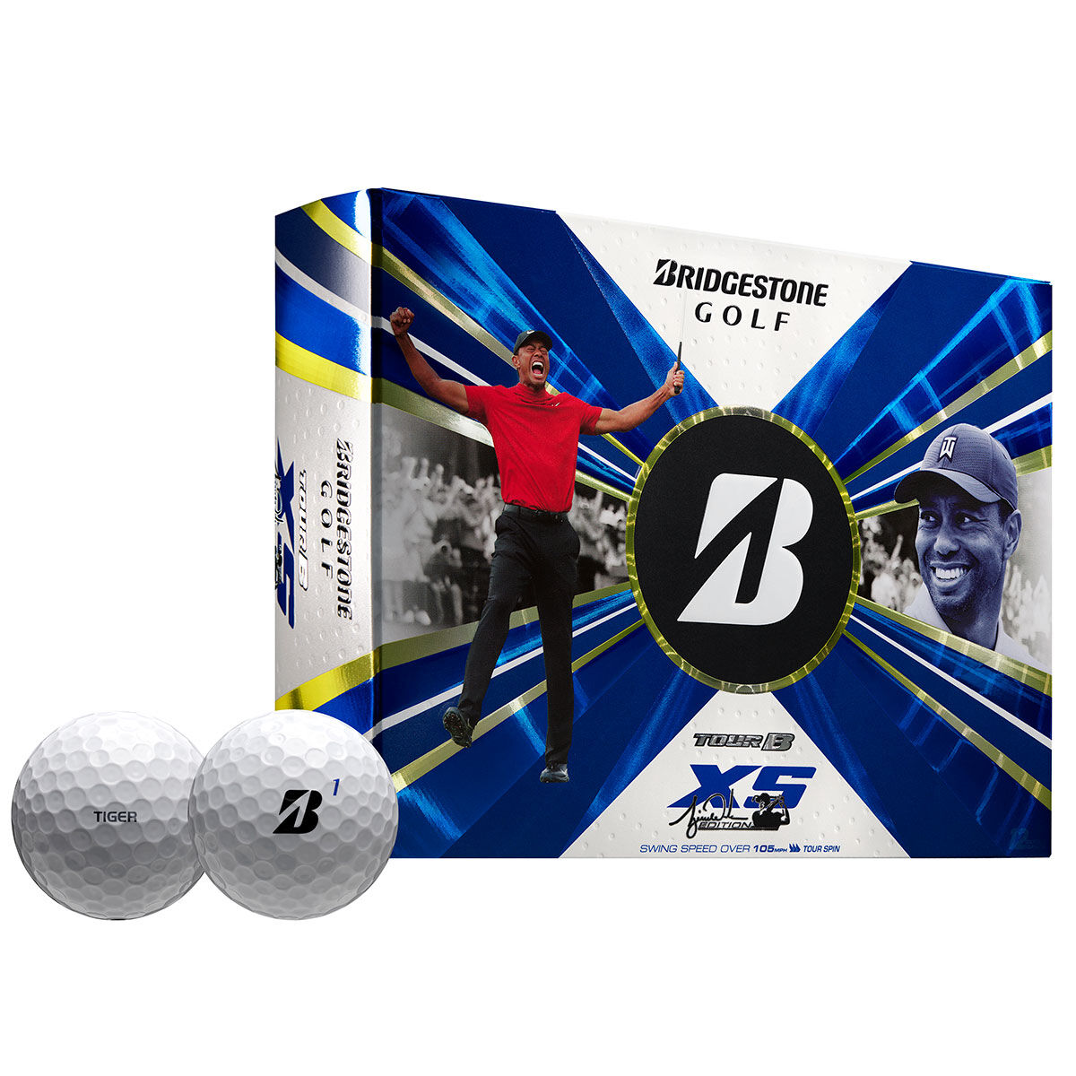 Bridgestone Tour B XS Tiger Woods 12 Golf Ball Pack, Male, White, One Size | American Golf von Bridgestone Golf