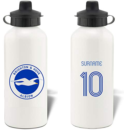 Brighton & Hove Albion Sport-Trinkflasche, Motiv: FC Retro-Shirt, Aluminium, Weiß von Brighton & Hove Albion