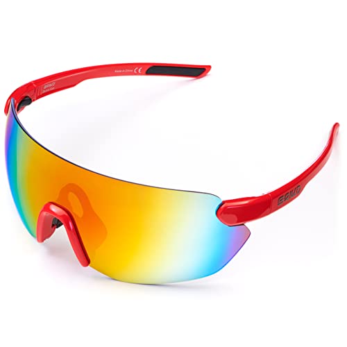 Briko Starlight 3 Lenses Sonnenbrille zum Radfahren, rot (Alizarin Crismon), Einheitsgröße von Briko