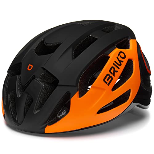 Briko Unisex – Erwachsene Blaze Helmet, Matt Black-Orange, L von Briko