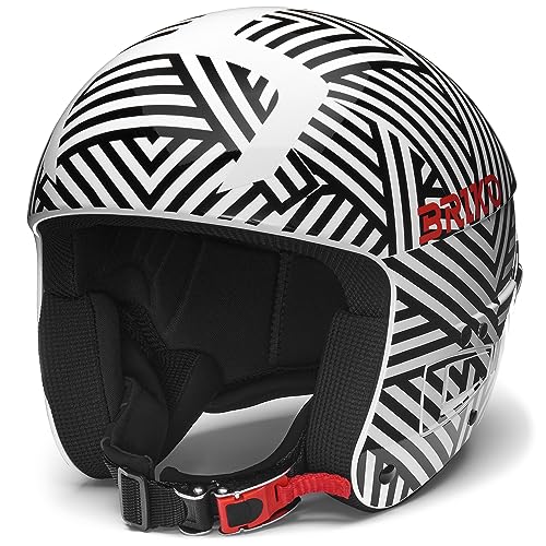 Briko Unisex – Erwachsene Helm Helmet, Shiny Black-White-Red Alizarin Crimson, 58 von Briko