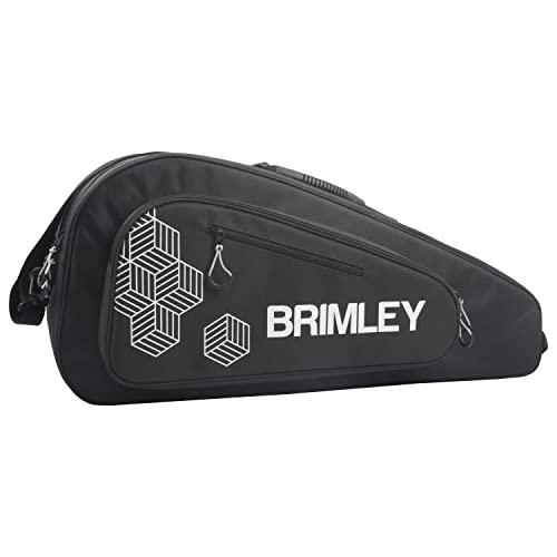 Brimley Tennis/Padel Tasche | Padel Tasche | Schlägertasche für 2+ Schläger | Schuh- & Isolierfach hält Essen/Getränke kühl | Sportzubehör | Umhängetasche für Männer und Frauen | Schwarz von Brimley