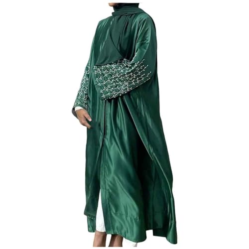 Briskorry Abaya Damen, Hijab Kleider, Langarm Gebetskleidung Langes Muslimisch Burka Einfarbig Vollabdeckung Ferace Tesettür Elegant Musselin Sommerkleid Hidschab Ramadan Gebet von Briskorry