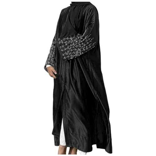 Briskorry Abaya Damen, Hijab Kleider, Langarm Gebetskleidung Langes Muslimisch Burka Einfarbig Vollabdeckung Ferace Tesettür Elegant Musselin Sommerkleid Hidschab Ramadan Gebet von Briskorry