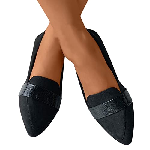 Briskorry Damen Flache Schuhe Slip On Ballerinas Spitz Freizeitschuhe Einfache Einzelschuhe Gefrostete Sommerschuhe Niedriger Absatz Bootsschuhe Schlupfschuhe Leichtgewicht Arbeitsschuhe von Briskorry