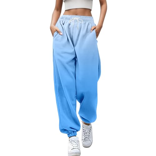 Briskorry Damen Jogginghose Bunt Sporthosen Lange Yoga Hosen Loose Casual Jogginghose High Waist Loose Fit Elastischer Bund Freizeithosen Hohe Trainingsanzug Hosen Sweathose mit Taschen von Briskorry