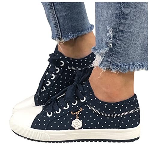 Briskorry Damen Laufschuhe Bestickte Sneaker Spitze Atmungsaktive Blumenmuster Mesh Hohle Freizeitschuhe Schnürschuhe Outdoorschuhe Leicht Sportlich Schuhe Wanderhalbschuhe Freizeitschuhe von Briskorry