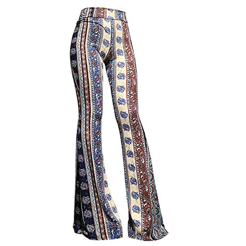 Briskorry Damen Schlaghose Boho Blumendruck Flared Leggings Hippie Blumen Yoga Pants Elegant Freizeithose Weich Bequem Sweathose High Waist Bootcut Yogahosen Laufhose von Briskorry