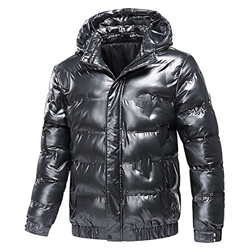 Briskorry Daunenjacke Herren Glänzend,verdicken Warm Steppjacke klassisch Einfarbig Sportjacken Trekkingjacke Mode Jacke Outdoor Winddicht Wasserdicht Wintermantel mit Kapuze von Briskorry