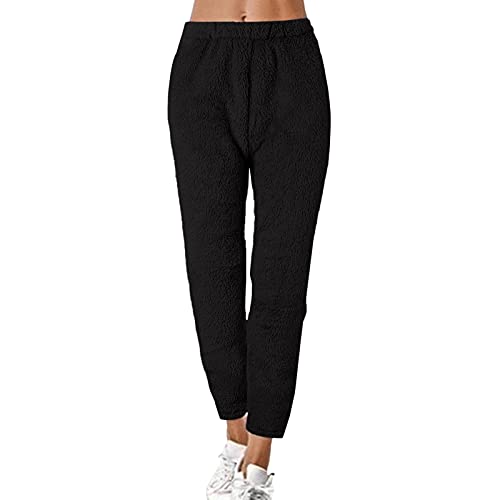 Briskorry Fleecehose Damen Warm Winter Lang Plüsch Hose Damen Schlaf Winter Pants Women Thermohose Sweatpant Dicke Freizeithose Flauschig Teddyhose Warme Hosen Thermal Pants von Briskorry