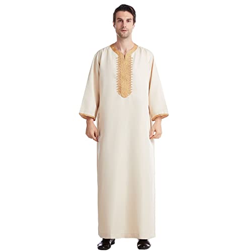 Briskorry Kaftan Herren Sommer Cool Jilbab Herren Muslim Robe Gebetskleidung für Männer Islamische Kleidung Thobe Marokkanische Afghanische Arabische Kleidung Herren Tunika Abaya Dubai Männer von Briskorry